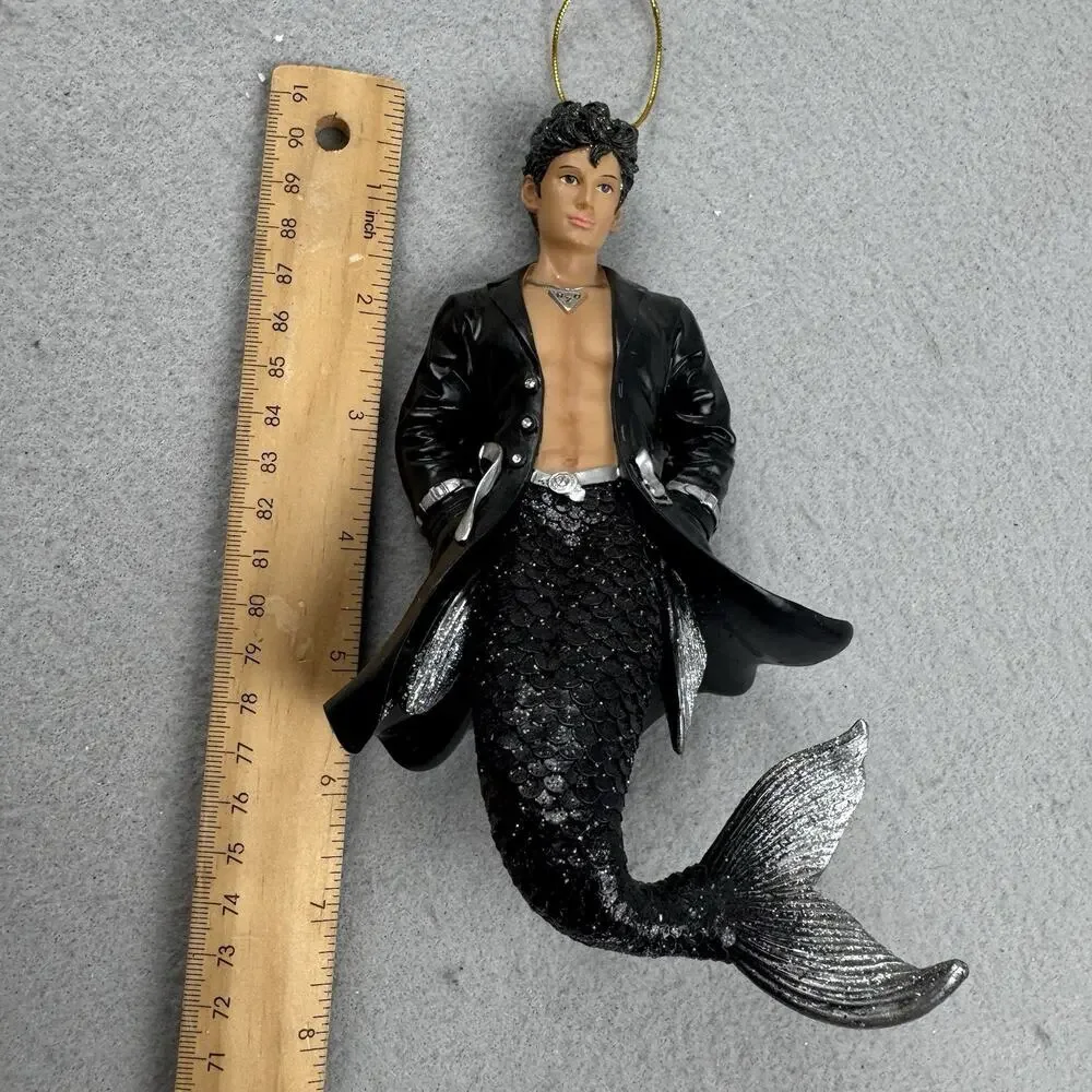 December Diamonds H2O Merman Ornament #55-90764 Black Silver 2012 Boxed Retired
